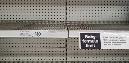 Empty shelf where baby formula should be